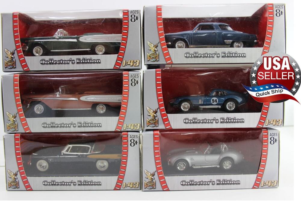 6pc Collector’s Edition Die Cast Cars •2 Studebakers •2 Edsels •2 Shelby Cobras